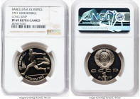 USSR 6-Piece Lot of Certified Proof Roubles 1991 PR69 Ultra Cameo NGC, 1) Rouble - Barcelona Olympics - Long Jump KM-Y300 2) Rouble - Barcelona Olympi...
