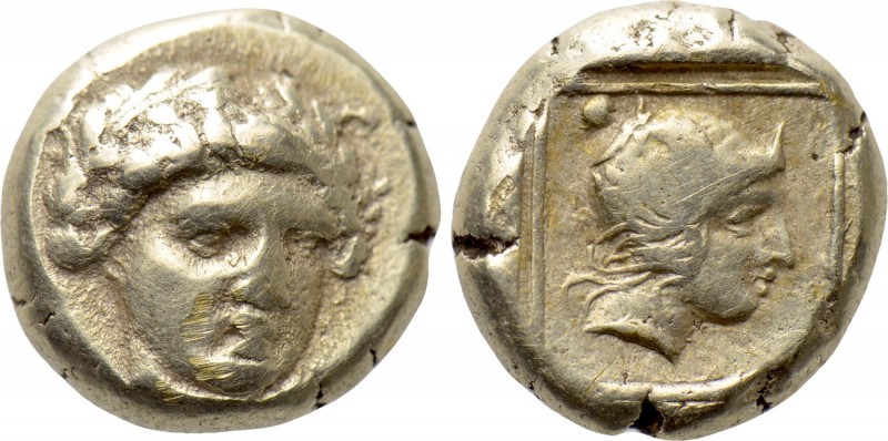 LESBOS. Mytilene. EL Hekte (Circa 412-378 BC). 

Obv: Laureate head of Apollo ...