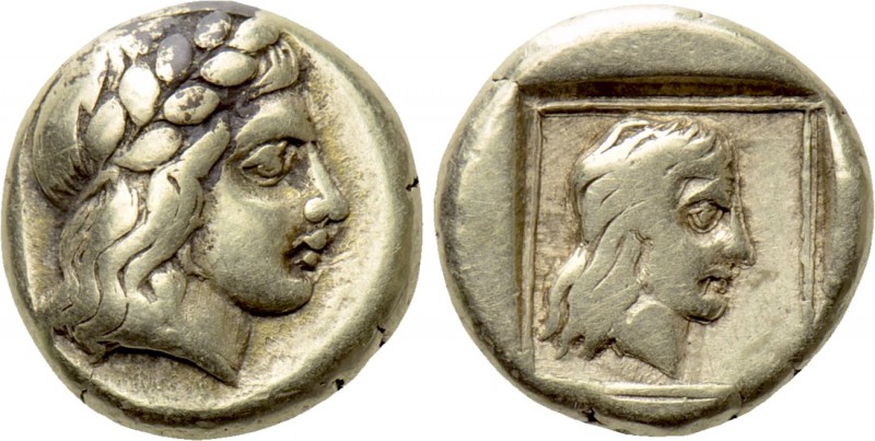 LESBOS. Mytilene. EL Hekte (Circa 412-378 BC). 

Obv: Laureate head of Apollo ...