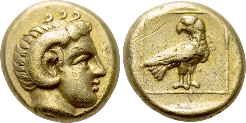 LESBOS. Mytilene. EL Hekte (Circa 377-326 BC). 

Obv: Head of Apollo Karneios ...