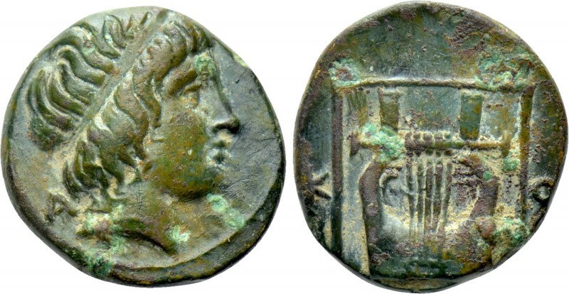 IONIA. Kolophon. Ae Chalkous (Circa 389-350 BC). 

Obv: Head of Apollo right, ...