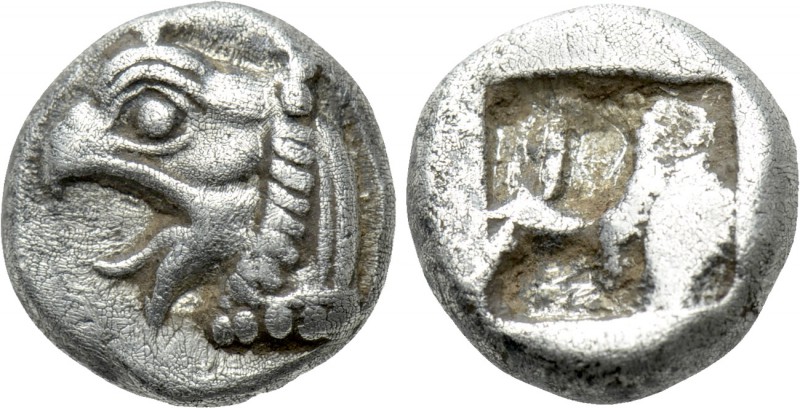 IONIA. Phokaia. Diobol (Circa 521-478 BC). 

Obv: Head of griffin left.
Rev: ...