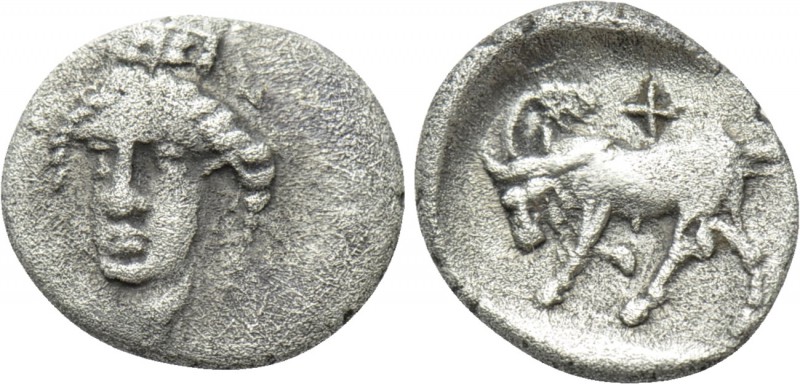 IONIA. Phygela. Hemiobol (Circa 400-380 BC). 

Obv: Head of Artemis Munychia f...