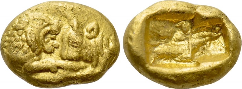 KINGS OF LYDIA. Kroisos. GOLD Hekte (Circa 564/53-550/39 BC). Sardes.

Obv: Co...