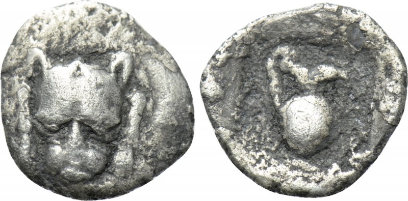 CARIA. Mylasa. Hemiobol (Circa 5th century BC). 

Obv: Facing forepart of lion...