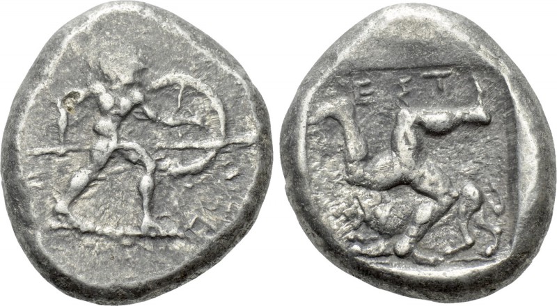 PAMPHYLIA. Aspendos. Stater (Circa 465-430 BC). 

Obv: Warrior advancing right...