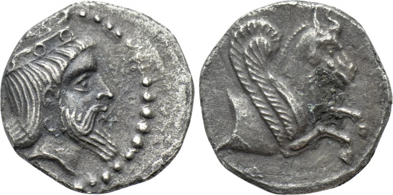 CILICIA. Uncertain. Obol (4th century BC). 

Obv: Crowned and bearded head (of...