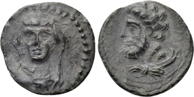 CILICIA. Uncertain. Obol(?) (4th century BC). 

Obv: Veiled and draped bust of...