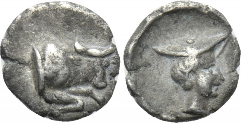 CILICIA. Uncertain. Tetartemorion (4th century BC). 

Obv: Bull butting right....