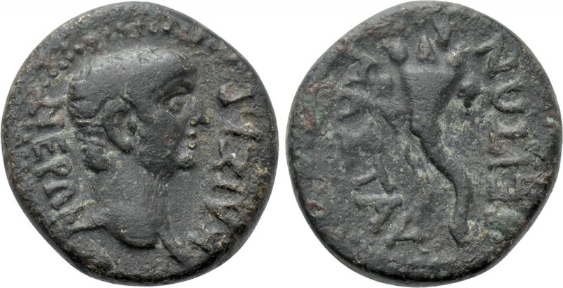 LYDIA. Mastaura. Nero (54-68). Ae. 

Obv: NEPΩN KAIΣAP. 
Bare head right.
Re...