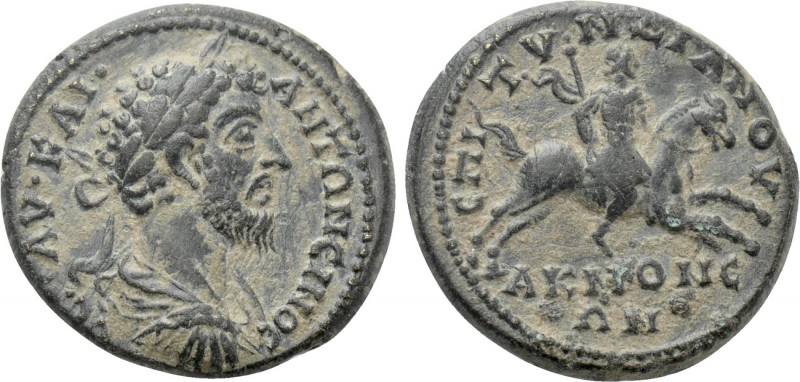 PHRYGIA. Acmonea. Marcus Aurelius (161-180). Ae. Tyndianos, magistrate. 

Obv:...