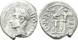 AUGUSTUS (27 BC-14 AD). Quinarius. Emerita; P. Carisius, legatus pro praetore.