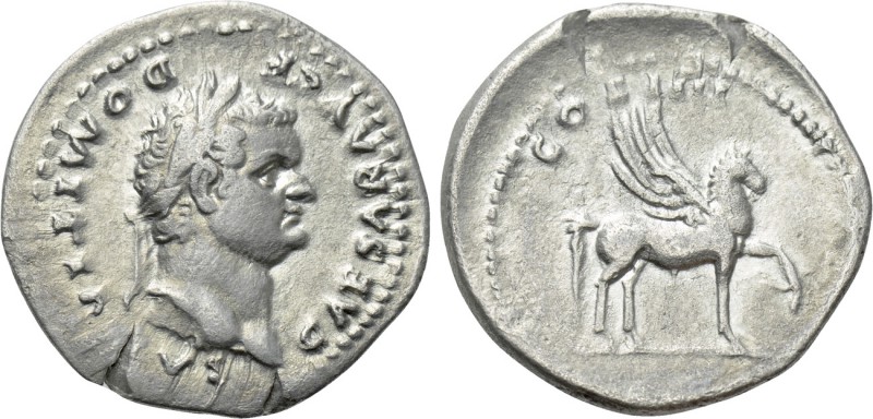 DOMITIAN (Caesar, 69-81). Denarius. Rome. 

Obv: CAESAR AVG F DOMITIANVS. 
La...