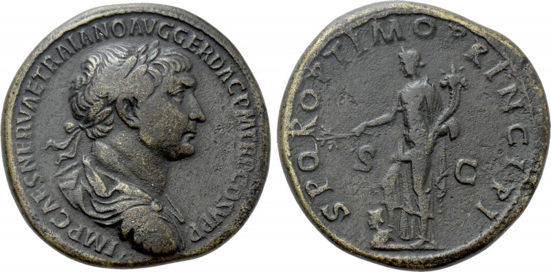 TRAJAN (98-117). Sestertius. Rome. 

Obv: IMP CAES NERVAE TRAIANO AVG GER DAC ...