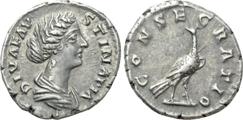 DIVA FAUSTINA II (Died 176). Denarius. Rome. Struck under Marcus Aurelius. 

O...