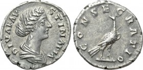 DIVA FAUSTINA II (Died 176). Denarius. Rome. Struck under Marcus Aurelius.