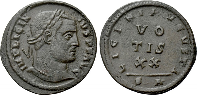 LICINIUS I (308-324). Follis. Arelate. 

Obv: IMP LICINIVS P F AVG. 
Laureate...