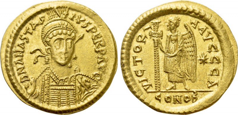 ANASTASIUS I (491-518). GOLD Solidus. Constantinople. 

Obv: D N ANASTASIVS PE...