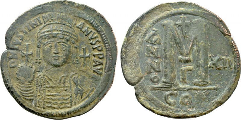 JUSTINIAN I (527-565). Follis. Constantinople. Dated RY 12 (538/9). 

Obv: D N...
