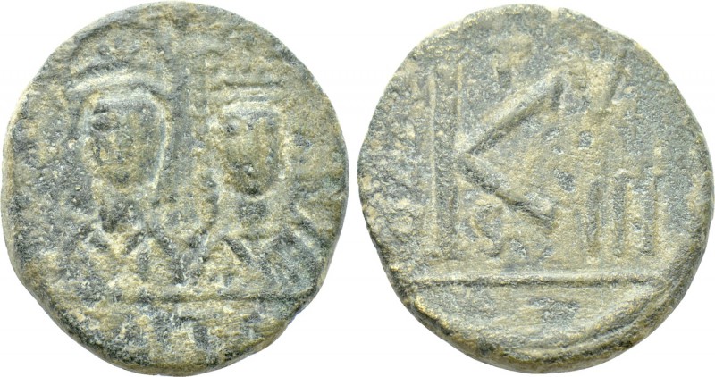 JUSTIN II with SOPHIA (565-578). Half Follis. Carthage. Dated RY 8 (572/3). 

...