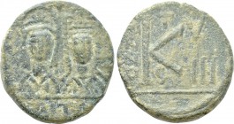 JUSTIN II with SOPHIA (565-578). Half Follis. Carthage. Dated RY 8 (572/3).