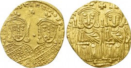 CONSTANTINE VI with LEO III, CONSTANTINE V and LEO IV (780-797 BC). GOLD Solidus. Constantinople.