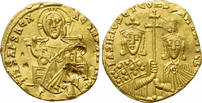 BASIL I THE MACEDONIAN with CONSTANTINE (867-886). GOLD Solidus. Constantinople....