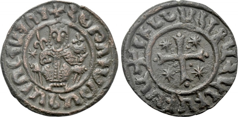 ARMENIA. Hetoum I (1226-1270). Ae Tank. Sis. 

Obv: Levon seated facing on leo...