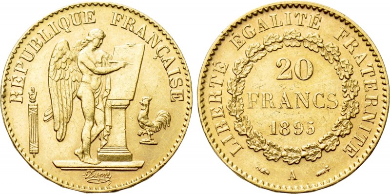 FRANCE. GOLD 20 Francs (1895-A). Paris. 

Obv: REPUBLIQUE FRANÇAISE. 
Winged ...