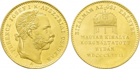 HUNGARY. Franz Joseph I (1848-1916). GOLD Medallic Ducat (1867-A). Wien (Vienna). Hungarian Coronation issue.