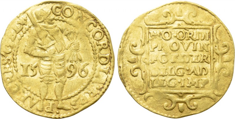 NETHERLANDS. Gelderland. GOLD Ducat (1596). 

Obv: CONCORDIA RES PAR CRES GEL....