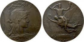 FRANCE. Bronze award Medal (1900). For the International Exposition. By J. J. C. Chaplain; presented to V. Manoucheff of Bulgaria for experiments in t...