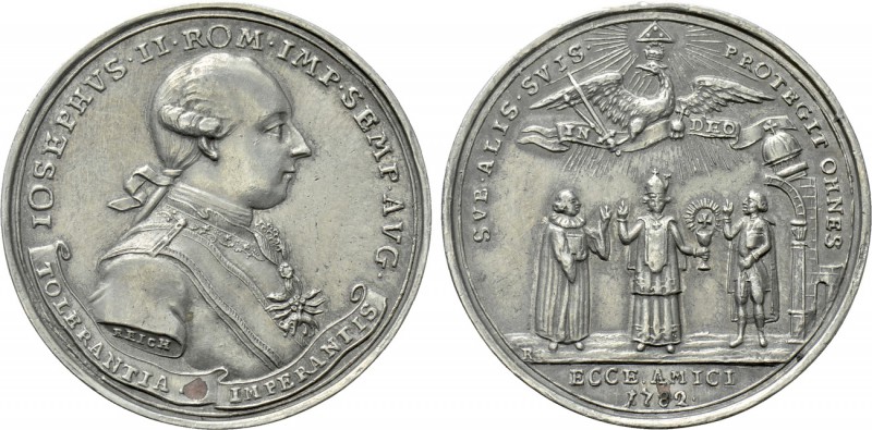 HOLY ROMAN EMPIRE. Joseph II (1765-1790). Tin Medal (1782). Commemorating the To...
