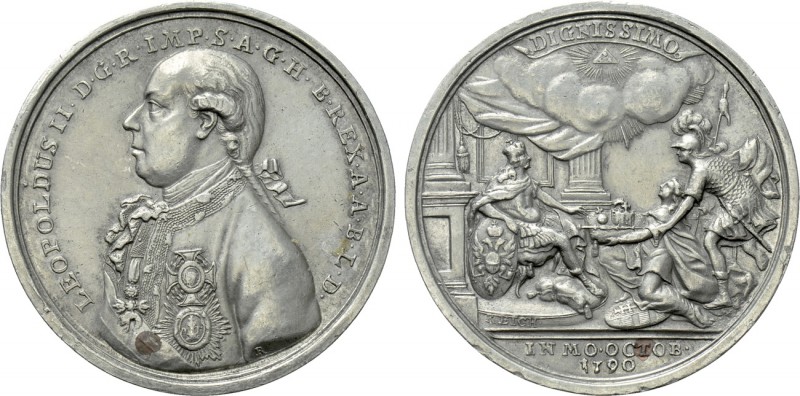 HOLY ROMAN EMPIRE. Leopold II (1790-1792). Tin Medal (1790). Commemorating his c...