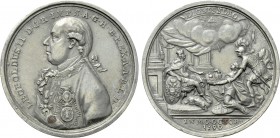 HOLY ROMAN EMPIRE. Leopold II (1790-1792). Tin Medal (1790). Commemorating his crowning in Frankfurt. By Reich.
