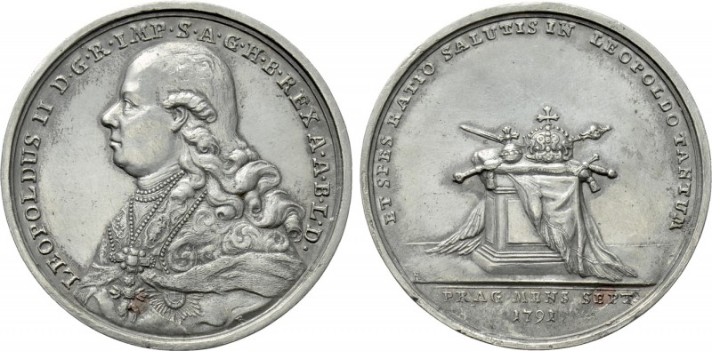 HOLY ROMAN EMPIRE. Leopold II (1790-1792). Tin Medal (1791). Commemorating his c...