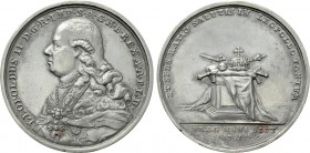 HOLY ROMAN EMPIRE. Leopold II (1790-1792). Tin Medal (1791). Commemorating his crowning in Prague. By Reich.