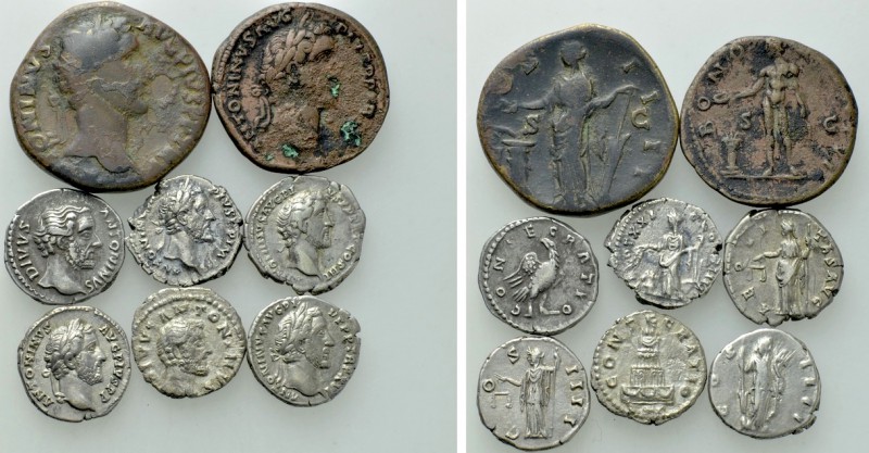 8 Coins of Antoninus Pius. 

Obv: .
Rev: .

. 

Condition: see picture.
...