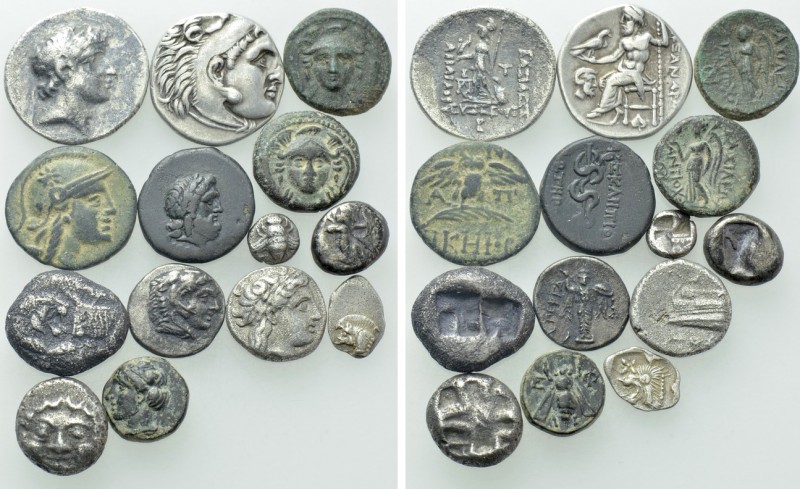 14 Greek Coins. 

Obv: .
Rev: .

. 

Condition: See picture.

Weight: g...