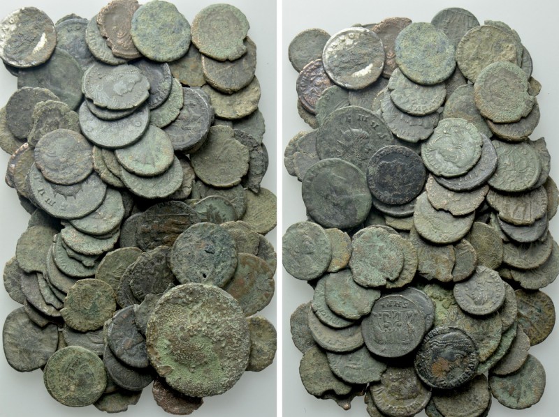 Circa 100 Late Roman Coins. 

Obv: .
Rev: .

. 

Condition: See picture....