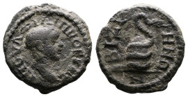 Thrace, Bizya, Philip II, as Caesar, 244-246 AD. AE (17 mm, 3,77 g.). Μ ΙΟΥΛ ΦΙΛΙΠΠΟC ΚΑΙC Bare head of Philip II to right. Rev. ΒΙΖΥ-ΗΝΩ/Ν Serpent co...