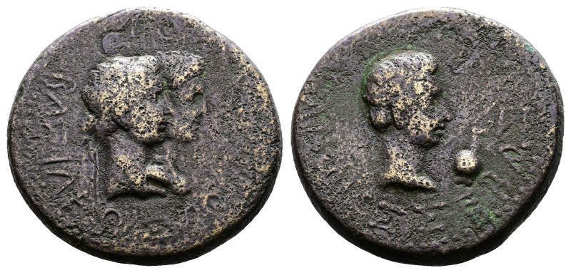 Kings of Thrace, Rhoemetalkes I with Pythodoris, circa 11 BC - 12 AD. AE (18 mm,...