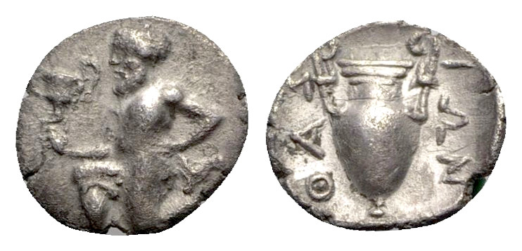 Island of Thrace, Thasos, c. 404-340 BC. AR Trihemiobol (11mm, 0.76g, 1h). Satyr...