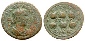 Valerian I (253-260). Cilicia, Anazarbus. Æ Hexassarion (31mm, 15.88g, 6h), year 272 (253/4). Laureate, draped and cuirassed bust r. R/ Six agonistic ...