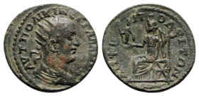 Gallienus (253-268). Macedon, Amphipolis. Æ (26mm, 9.64g, 5h). Radiate, draped and cuirassed bust r. R/ City-goddess seated l., holding statuette of A...