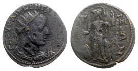 Gallienus (253-268). Bithynia, Nicaea. Æ (24mm, 5.62g, 1h). Radiate, draped and cuirassed bust r.; c/m: H within incuse punch. R/ Athena standing l., ...