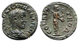 Gallienus (253-268). Troas, Alexandria Troas. Æ (21mm, 5.43g, 6h). Laureate, draped and cuirassed bust r. R/ Statue of Apollo Smintheus r. Bellinger A...