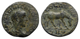 Gallienus (253-268). Troas, Alexandria. Æ (21mm, 3.61g, 7h). Laureate, draped and cuirassed bust r. R/ Horse grazing r. Bellinger A451; SNG Copenhagen...