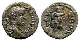Gallienus (253-268). Troas, Alexandria. Æ (21mm, 4.70g, 11h). Laureate, draped and cuirassed bust r. R/ Marsyas standing r., raising hand and holding ...