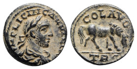 Gallienus (253-268). Troas, Alexandria. Æ (21mm, 5.95g, 12h). Laureate, draped and cuirassed bust r. R/ Horse grazing r. Bellinger A451; SNG Copenhage...